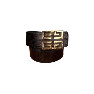 Vintage Givenchy Gold Logo Buckle Leather Belt Made in Italy
